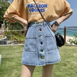Skirts*Boogzel Clothing 2.0 Artsy Denim Skirt Blue