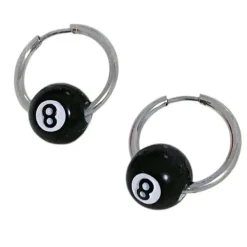 Earrings*Boogzel Clothing 8 Ball Hoop Earrings Silver/black