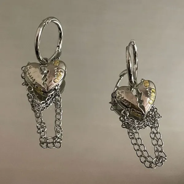 Earrings*Boogzel Clothing 2.0 Heart Lock Earrings Silver