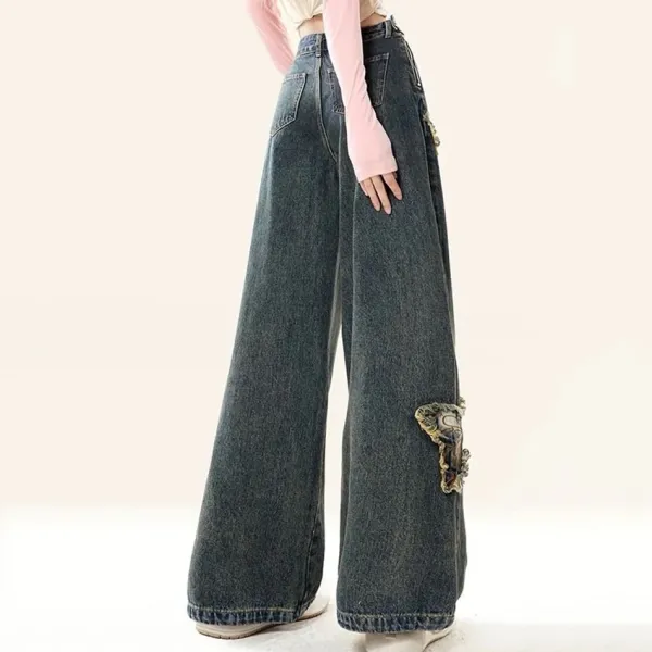 Jeans*Boogzel Clothing Aesthetic Butterfly Flared Jeans Blue