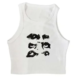 Crop Tops*Boogzel Clothing Aesthetic Eyes Tank Top White