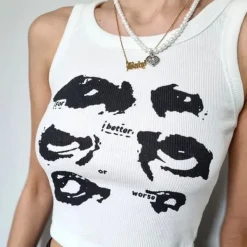 Crop Tops*Boogzel Clothing Aesthetic Eyes Tank Top White