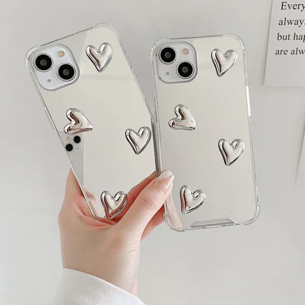 Iphone Cases*Boogzel Clothing Aesthetic Heart Mirror iPhone Case Silver