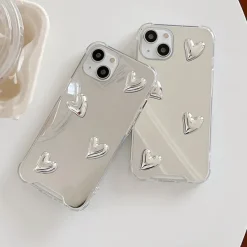 Iphone Cases*Boogzel Clothing Aesthetic Heart Mirror iPhone Case Silver