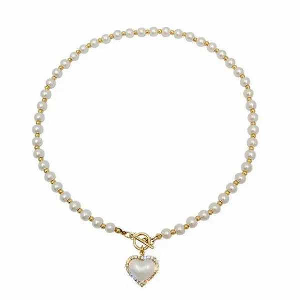 Necklaces & Chokers*Boogzel Clothing Aesthetic Heart Pearl Necklace