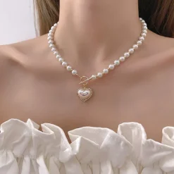 Necklaces & Chokers*Boogzel Clothing Aesthetic Heart Pearl Necklace