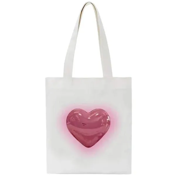 Bags & Purses*Boogzel Clothing Aesthetic Heart Tote Bag White/pink