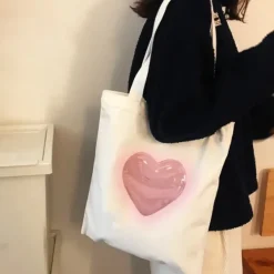 Bags & Purses*Boogzel Clothing Aesthetic Heart Tote Bag White/pink