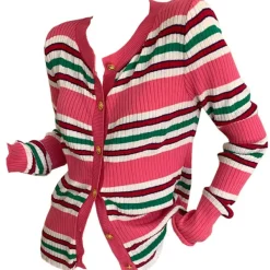 Striped Sweaters|Knit Cardigans*Boogzel Clothing Aesthetic Ribbed Cardigan Pink