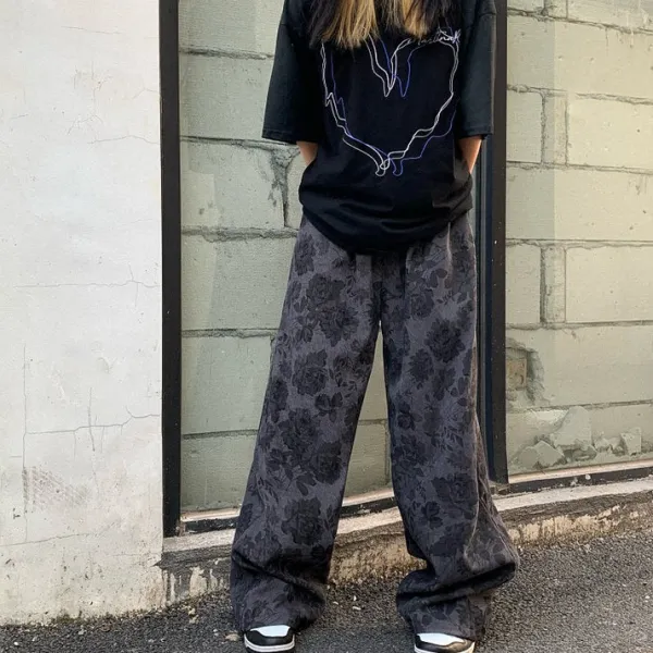 Pants & Trousers*Boogzel Clothing Aesthetic Wide Floral Cord Pants
