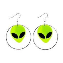 Earrings*Boogzel Clothing Alien Hoop Earrings Green/silver