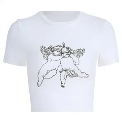 Aesthetic T-Shirts & Graphic Tees|Crop Tops*Boogzel Clothing Angel Crop Tee White