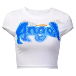 Aesthetic T-Shirts & Graphic Tees|Crop Tops*Boogzel Clothing Angel Cropped Tee White