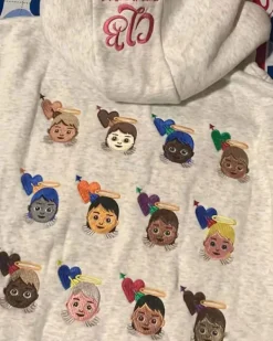 Hoodies*Boogzel Clothing Angel Emoji Embroidery Hoodie Grey