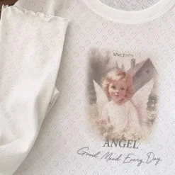 Long Sleeve Tops*Boogzel Clothing Angel Print Long Sleeve Top White