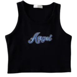 Crop Tops*Boogzel Clothing Angel Ribbed Top in Black