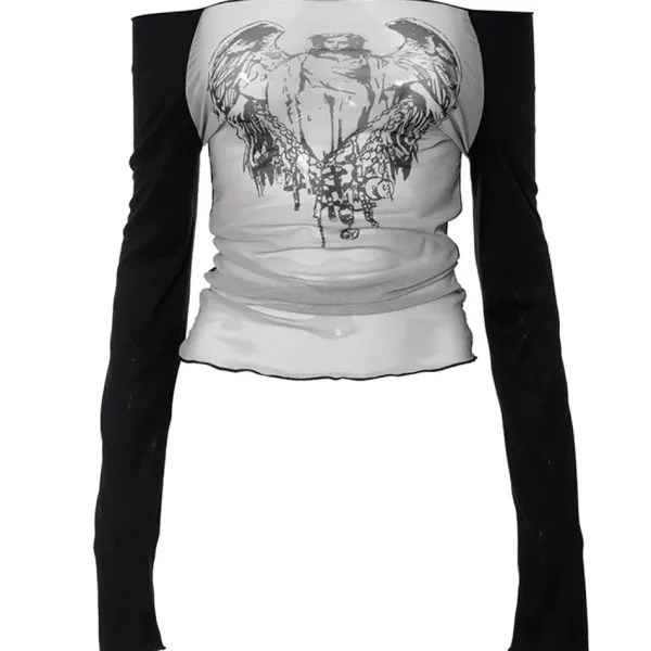 Long Sleeve Tops*Boogzel Clothing Angel Wings Long Sleeve Top Black