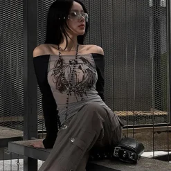 Long Sleeve Tops*Boogzel Clothing Angel Wings Long Sleeve Top Black