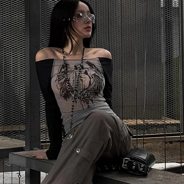Long Sleeve Tops*Boogzel Clothing Angel Wings Long Sleeve Top Black