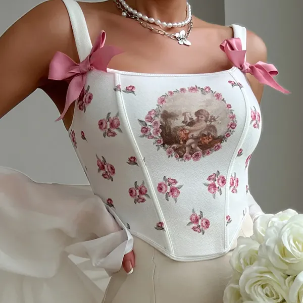 Corset Tops*Boogzel Clothing Angelcore Bow Straps Corset