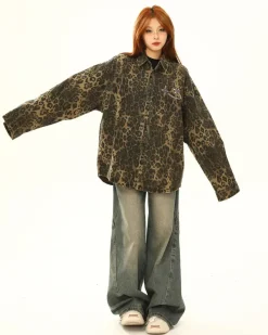 Coats & Jackets*Boogzel Clothing Animal Attraction Leopard Oversized Jacket Brown