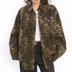 Coats & Jackets*Boogzel Clothing Animal Attraction Leopard Oversized Jacket Brown