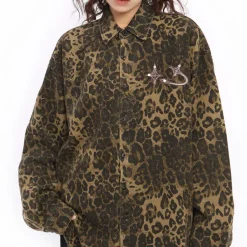 Coats & Jackets*Boogzel Clothing Animal Attraction Leopard Oversized Jacket Brown