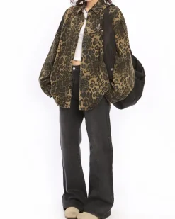 Coats & Jackets*Boogzel Clothing Animal Attraction Leopard Oversized Jacket Brown