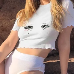 Aesthetic T-Shirts & Graphic Tees|Crop Tops*Boogzel Clothing Anime Crybaby Tee White