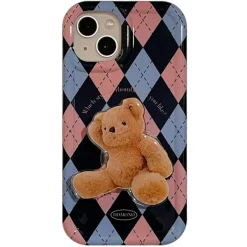 Iphone Cases*Boogzel Clothing Argyle Bear PopSocket iPhone Case Blue/pink