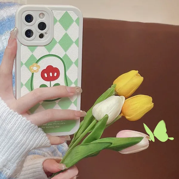 Iphone Cases*Boogzel Clothing Argyle Flower iPhone Case Green