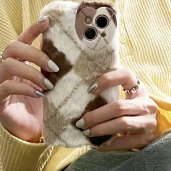 Iphone Cases*Boogzel Clothing Argyle Fuzzy iPhone Case Brown