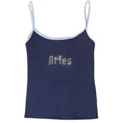 Y2K Tops*Boogzel Clothing Aries Zodiac Sign Y2K Rhinestone Top Blue