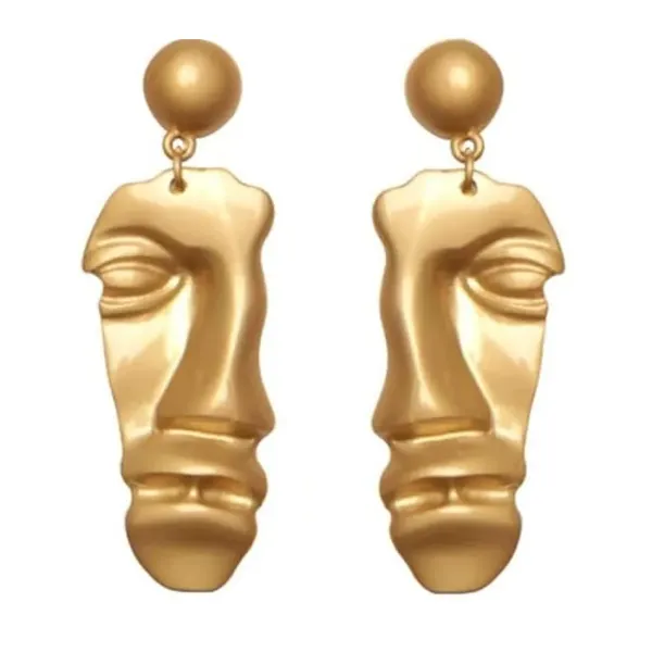 Earrings*Boogzel Clothing Artsy Face Vintage Aesthetic Earrings Gold
