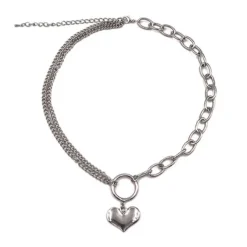 Necklaces & Chokers*Boogzel Clothing Asymmetric Heart Necklace Silver