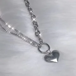Necklaces & Chokers*Boogzel Clothing Asymmetric Heart Necklace Silver