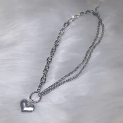 Necklaces & Chokers*Boogzel Clothing Asymmetric Heart Necklace Silver
