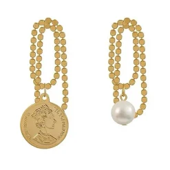Earrings*Boogzel Clothing Asymmetrical Coin Drop Earrings Gold
