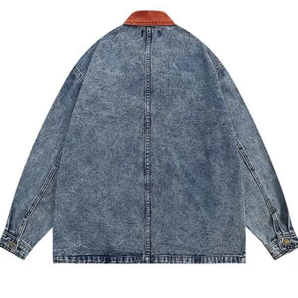 Mens|Coats & Jackets*Boogzel Clothing Autumn Leaves Embroidery Denim Jacket Blue
