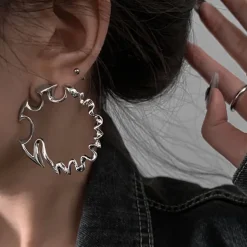 Earrings*Boogzel Clothing Bad Manners Abstract Earrings Silver
