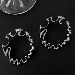 Earrings*Boogzel Clothing Bad Manners Abstract Earrings Silver