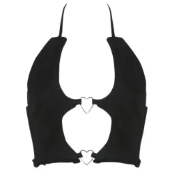 Crop Tops*Boogzel Clothing Bad Manners Heart Halter Top Black