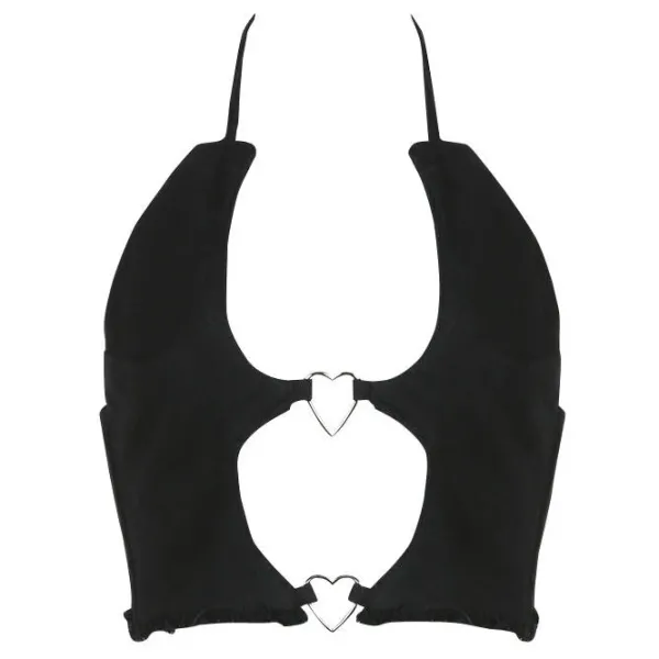 Crop Tops*Boogzel Clothing Bad Manners Heart Halter Top Black