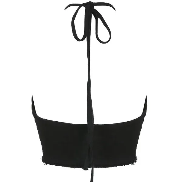 Crop Tops*Boogzel Clothing Bad Manners Heart Halter Top Black