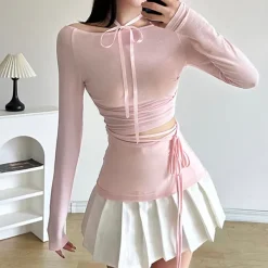 Long Sleeve Tops*Boogzel Clothing Balletcore Aesthetic Long Sleeve Top Pink