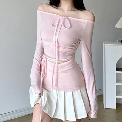 Long Sleeve Tops*Boogzel Clothing Balletcore Aesthetic Long Sleeve Top Pink