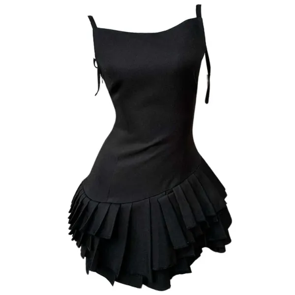 Dresses & Rompers*Boogzel Clothing Balletcore Aesthetic Pleated Dress Black