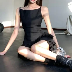 Dresses & Rompers*Boogzel Clothing Balletcore Aesthetic Pleated Dress Black