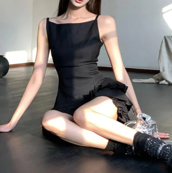 Dresses & Rompers*Boogzel Clothing Balletcore Aesthetic Pleated Dress Black