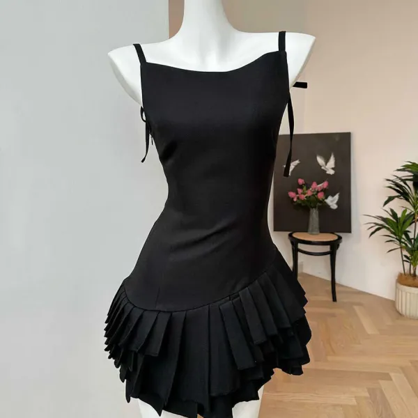 Dresses & Rompers*Boogzel Clothing Balletcore Aesthetic Pleated Dress Black